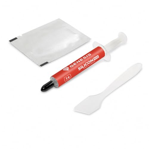 Genesis Silicon 900 Wärmeleitpaste 2g, Thermal Paste für CPU GPU PS5 PC Laptop, 12,8 W/mK, graue Kühlpaste mit Applikator und Reinigungstuch, für Prozessor Grafikkarte Konsole