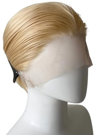 13 * 4 Lace-Front-Kurzhaarperücke, natürlicher Haaransatz, hitzebeständige Kunstfasern, for Cosplay Flauschigs und Natürlich