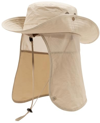 TOP-EX UPF 50 Sonnenhut mit Nackenschutz, wasserdichter Safari Outdoorhut | UVCoolix™, kühlendes Schweißband, UPF 50 Sonnenschutz, luftige Mesh-Einsätze, verstellbares Kinnband, platzsparend verstaubar