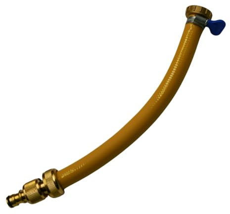 ROBOX INSULATED Short Garden Hose Connector, Solid Brass, 300mm & 600mm, Universal Quick Connect for Reels & Wall Tap Boxes (1/2/13mm Hose, 600mm Long, 3/4 Tap Outlet)