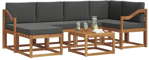 vidaXL Outdoor-Sofagarnitur mit Kissen 7 pcs Natur und Anthrazit, Garten, modern, langlebiges Outdoor-ecksofa-Set, Patio-Lounge-möbel, terrasse-innenwohnen-Komfort