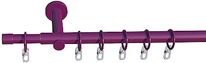Tilldekor Komplettset, ausziehbare Gardinenstange Andrax, beere, Ø 16/19 mm, 1-Lauf, 130-240 cm, inkl. Trägern und Ringen