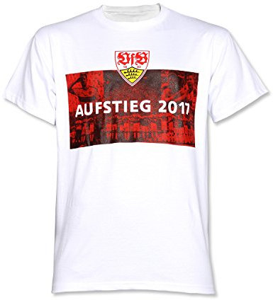 VfB Stuttgart T-Shirt Aufstieg 100% Baumwolle rot-Weiss Limitierte Auflage (M)