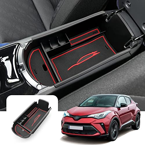 LFOTPP Car Armrest Organizer for C-HR CHR, Center Console Arm Rest Tray, Glove Compartment Storage Box Interior Accessories Red