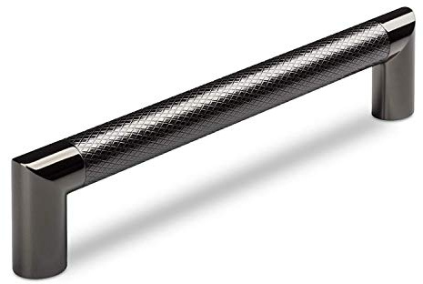 SOTECH Möbelgriff Arnold BA 160 mm Gunmetal gerändelt Chrom schwarz | SCHÜCO ALU COMPETENCE Ø 16 mm Schubladengriff Kommodengriff Design trifft auf Funktion