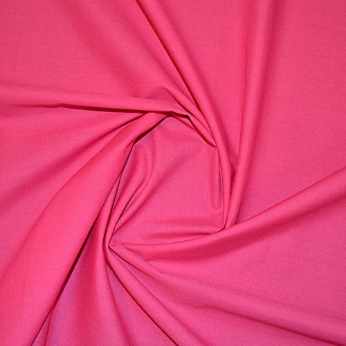Hot Pink - 1 Metre - Plain Coloured Polycotton Fabric Material Poly-Cotton Dress Fabric 112cm Width Bright Cerise Pink