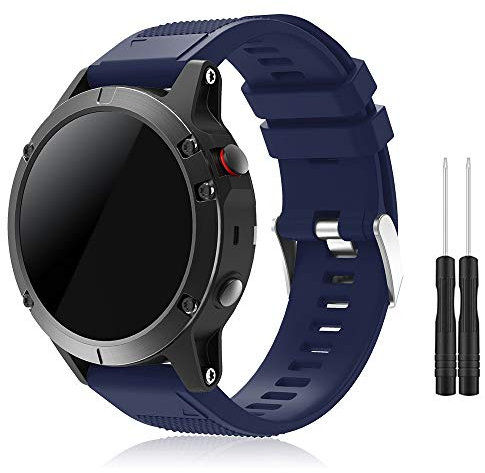 TOPsic Fenix 5 Sportuhr Armband - Silikon Sportarmband Uhr Armband Ersatzarmband mit Werkzeug für Fenix 5/Fenix 5 Plus/Fenix 6/Fenix 6 Pro/Fenix 7/Fenix 7 Solar/Fenix 7 Sapphire Solar/Fenix 8 47mm