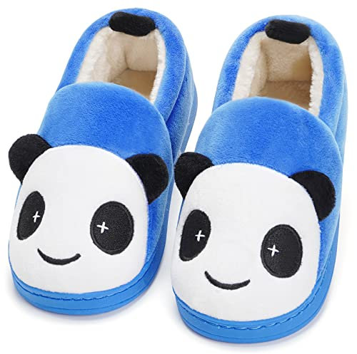 KVbabby Pantofole Bambino Invernali Pantofole Ragazze Ciabatte Bambine Warm Scarpe di Cotone Antiscivolo Interne Slipper Donne Panda Comode blu 23-24 EU (Produttore : 16-17)