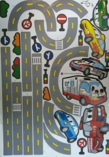 SuperHeroes Wandsticker Super Heroes Wanddekoration Kinder Wandbild Aufkleber (70x50, Cars Road)