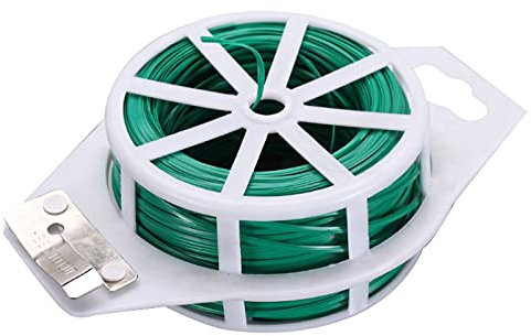 auvstar 100m Gartendraht, Bindedraht Pflanzendraht Basteldraht Wickeldraht mit Schneider - für Den Garten, Daheim, Büro (Grün)