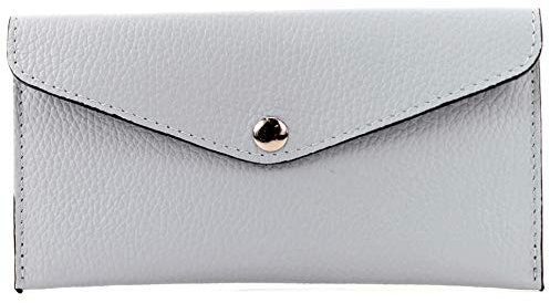 modamoda de - P03 - ital. Damen Portemonnaie Echtleder lang, Farbe:Eisblau