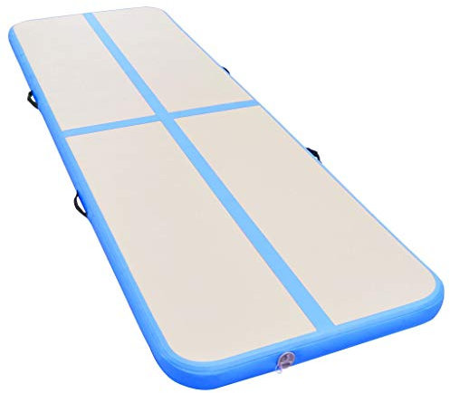 vidaXL Gymnastikmatte mit Luftpumpe Turnmatte Tumbling Matte Tranningsmatte Fitnessmatte Zuhause Outdoor Yoga 3 m PVC Blau Aufblasbar Tragbar