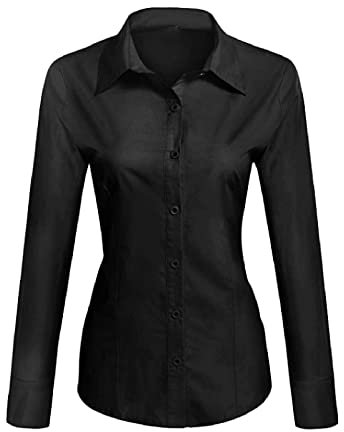 Toocool - Camicia Donna Slim Fit Manica Lunga Camicetta Blusa Aderente Cotone C-S020 [M,Nero]