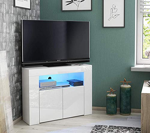 Corner TV Cabinet with Cabinet,White