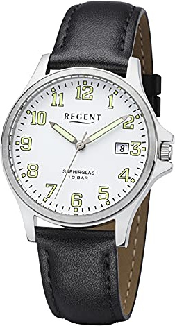 Regent Herren Analog Quarz Uhr mit Leder Armband 11110898