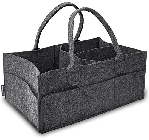 Rubberneck Baby Windel Filztasche XL - tragbare Wickeltasche, Allzweck Organizer aus Filz (Dunkelgrau, 40 x 26 x 17 cm)