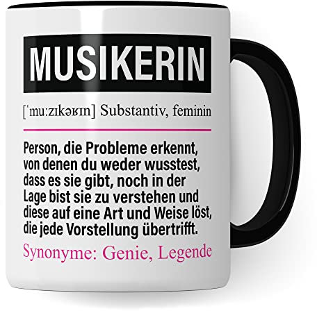 Tasse Musikerin lustig, Musikerin Geschenk Beruf, Spruch Kaffeebecher Musik Geschenkidee, Beruf Musikantin Kaffee-Tasse Teetasse Becher