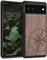 kwmobile Hülle kompatibel mit Google Pixel 6 Hülle - Holz Case - Handy Cover - TPU Handyhülle in Dunkelbraun Kompass Vintage