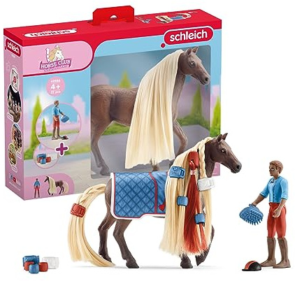 Schleich | Leo & Rocky Starter Set 42586 | Spielset | 22 Teile | Set mit Figuren, vielen Funktionen und zahlreichem Zubehör | detailgetreues Pferdespielzeug | Geschenk für Mädchen und Jungen