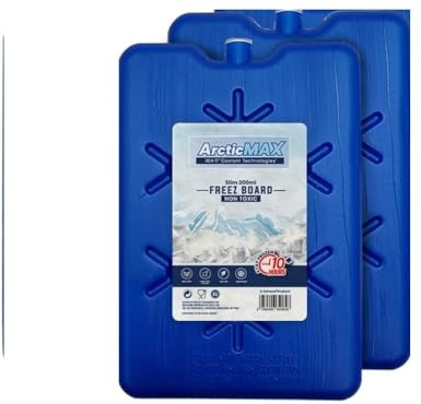 ArcticMax 200ml x2 Slim Freeze Boards BPA Free - Long-Lasting 10+ Hours Chill Time Ice Blocks, Portable Lightweight Insulated Reusable Fresh Food Drink Water Cooler Container – Summer BBQ and Outdoor