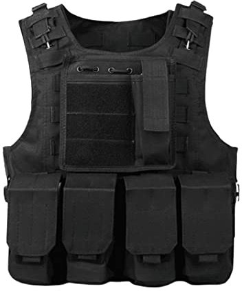 Maoiut Tactical Vest Adult Outdoor Combat Training Vest Modular Military Vest Adjustable for Games or Training (Black)