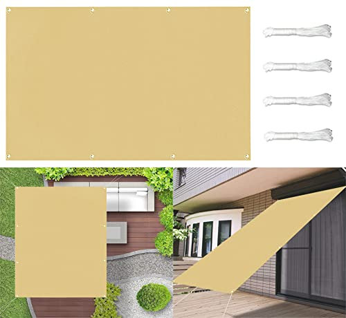Sonnensegel für Gartenpavillon Sunset Deluxe 3x4M Gewebe Wetterbeständig Sonnenschutz Sun Segel Sonnensegel Rechter Winkel inkl Befestigungsseile Für Garten Balkon, Creme Farben, 22173