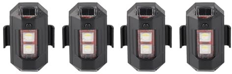 Akozon Moto Anti Collision Lights, 4 Pcs LED Aircraft Strobe Lights, 3 Modes Couleurs Emergency Strobe Drone Light Clignotant Voyant D'avertissement pour Drones Motos VTT Vélos