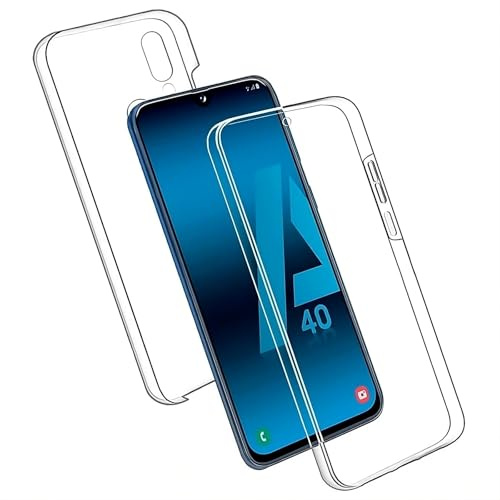 Max Power Digital Cover per Samsung Galaxy A40 Silicone Trasparente Housing Antiurto Doppio Lato 360 Gradi Doppio Strato Anteriore e Posteriore Custodia Protettiva Case