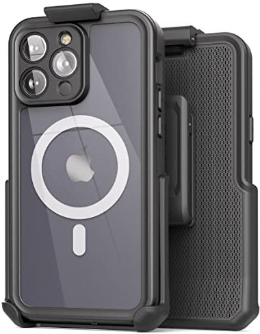 Encased Wasserdichte Schutzhülle für iPhone 14 PRO mit Gürtelclip Holster (kompatibel mit MagSafe)