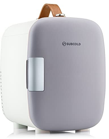 Subcold Pro4 Luxury Mini Fridge Cooler | 4 Litre / 6 Cans | AC and Exclusive USB Power Option | Portable Small Fridge for the Office, Bedroom, Car, Travel, Skincare & Cosmetics (Grey) (Renewed)