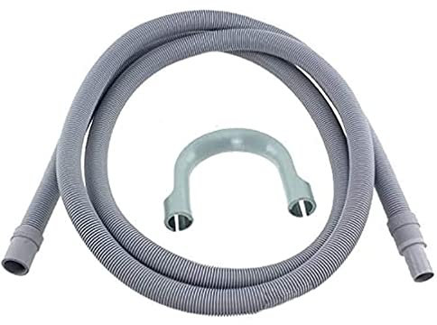 Tubo Scarico Lavatrice Flessibile Grigio da 150 cm Compatibile con tutte le Lavatrici - Prodotto in Italia con Curva a Gomito e Attacchi 22-18 mm in Gomma