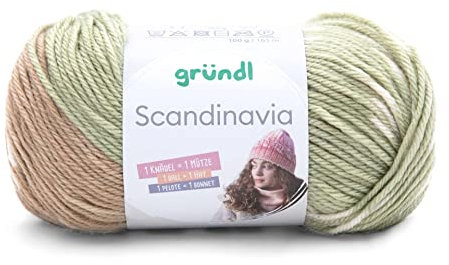 Gründl Scandinavia, Norwegermuster direkt aus dem Knäuel, 100g/165 m,70% Polyacryl/30% Wolle,NS 4-5 (08 kamel-pastellgrün-natur)