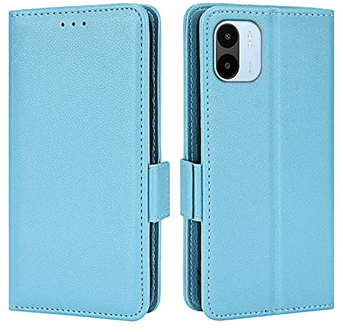 Topme Leder Tasche Hülle für Redmi A1 / Redmi A2 (6.52 Inches), [einfache Telefonhülle mit Litschi-Muster] - Hellblau