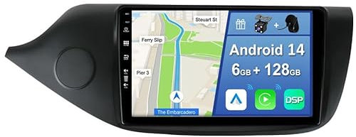 YUNTX Android 14 [6GB+128GB] 2 DIN Autoradio para Kia CEE'd CEED JD (2012-2018)-[Integrado CarPlay/Android Auto/DSP/GPS]-IPS 2.5D 9”Touch Screen-Cámara+Mic-Dab/Bluetooth 5.0/360 Cámara