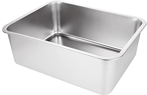 ASelected Cuenco para lavar, de acero inoxidable 304, rectangular, grande, 17 litros, para lavabo, para mezclar, sin plástico, 45 x 35 x 15 cm