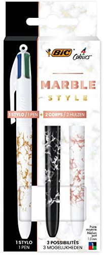 BIC Customize Me Marmor Kugelschreiber, 4 Farben, mittlere Spitze, 1 + 2 Körper