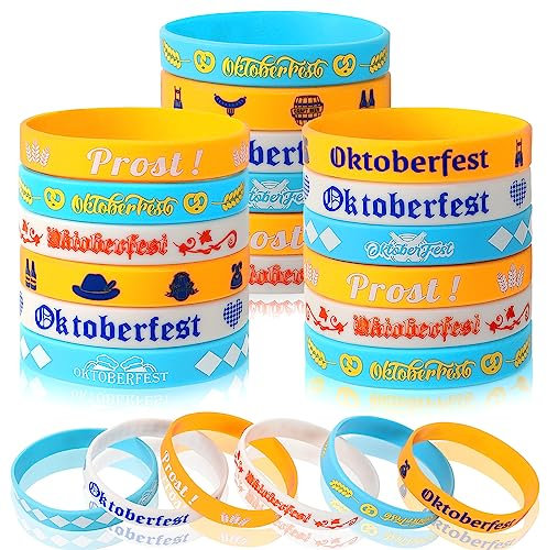 JUNEBRUSHS Oktoberfest Armband, 42 Stück Oktoberfest Partygeschenke Silikon Armbänder Gummi Armbänder Deko Oktoberfest Party Oktoberfest Accessoires(6 Designs)