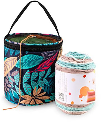 JOZEA Yarn Storage Portable Bag, Knitting Bag, Small Size Knitting Projects Organizer for Yarns, Zipper Storage Bag, Blue