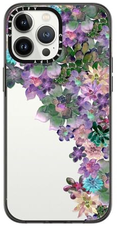CASETiFY Compact iPhone 13 Pro Max Case [2X Military Grade Drop Tested / 4ft Drop Protection] - MY SUCCULENT GARDEN - Clear Black