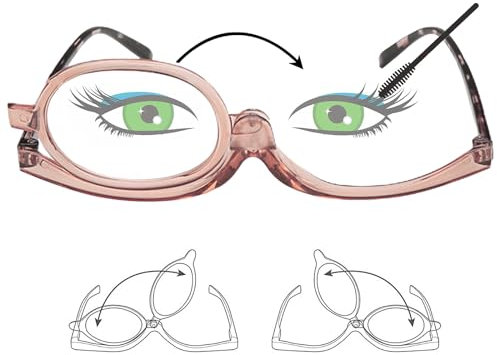 Gafas de Maquillaje,Gafas de Maquillaje Con Aumento,Lente Abatible Mujer,Gafas de Maquillaje Para Mujer,Gafas Maquillaje Giratorias,Abatibles Gafas Maquillaje,Gafas Maquillaje Con Aumento de Ojos +3.0