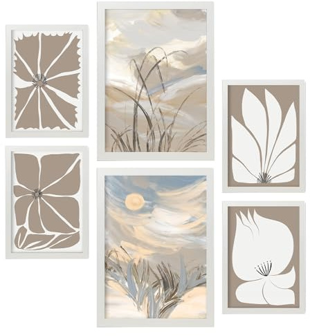 Nacnic 6er-Set Latente Natur Poster. In Kulissen Abstracts. Ästhetische dekorative Gemälde für Ihr Wohnzimmer, Schlafzimmer, Zuhause Größen A4 und A3 mit weißen Rahmen