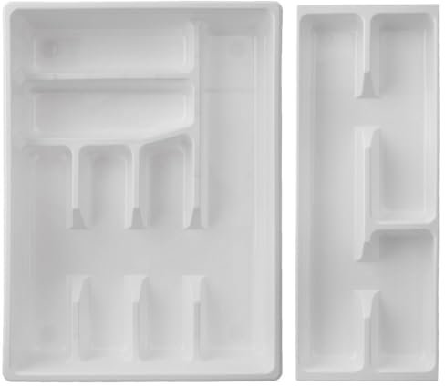 orion group Schubladeneinsatz Besteckkasten Besteckeinsatz Besteck-Organizer Küchen-Organizer zweistöckig weiß 38,5x28x7 cm