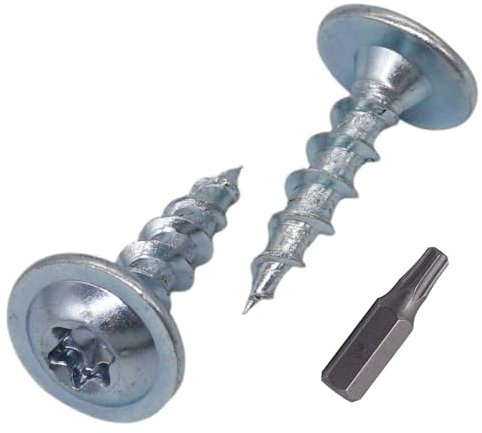 SKIR'CO (200 Stück) verzinkter Stahl 5,0 x 20 mm Holzschrauben, Metallschrauben, Wafer Kopf, Torx Kopf, selbstschneidend