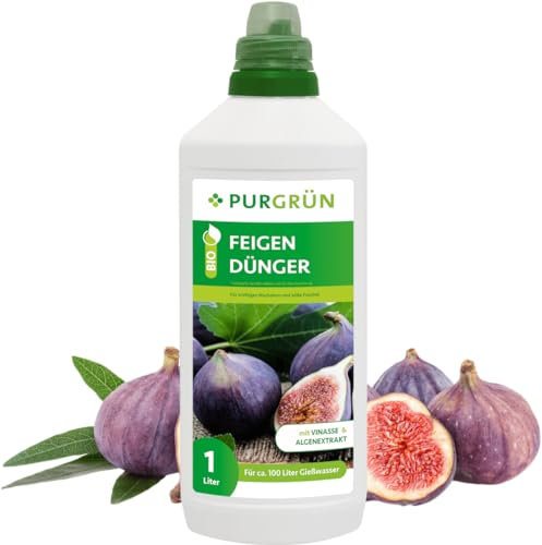 Purgrün® Bio-Feigendünger 1 Liter – Schnelles, gesundes Wachstum – Mit Algenextrakt & Vinasse – Extra Kalium für saftige & süße Feigen – Für den Bio-Anbau – Konzentrat für 100 Liter Gießwasser