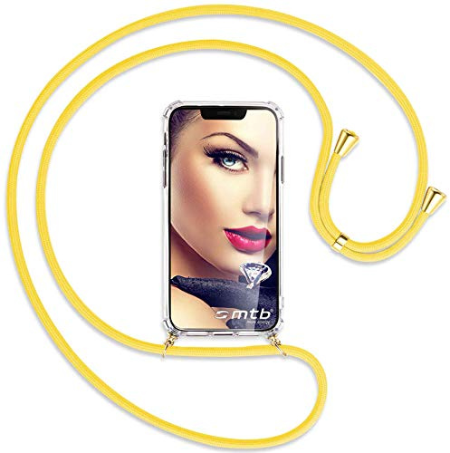 mtb more energy® Handykette kompatibel mit Samsung Galaxy S24 Plus - Banana Gelb/Goldfarbene Ösen - Smartphone Hülle zum Umhängen - Anti Shock Full TPU Case