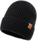 TOP-EX Warme Beanie-Mütze aus 100% Merinowolle mit Fleecefutter für Herren und Damen - Wintermütze für Laufen und Golf, Strickmütze, Wollmützer Schwarz