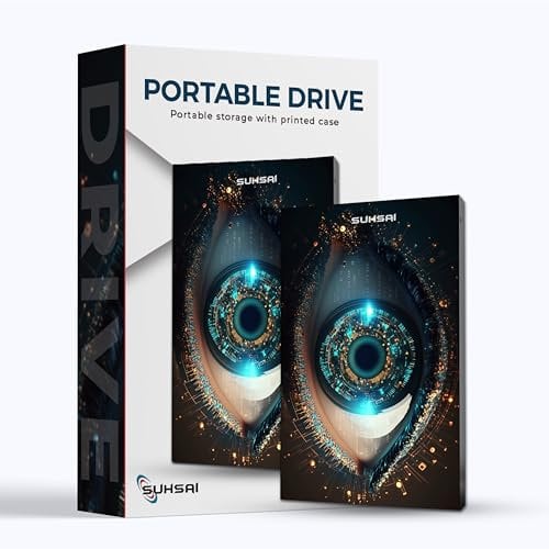 SUHSAI Externe Festplatte 1 TB Tragbare Festplatte Gaming Externe Festplatte Backup-Laufwerk USB 3.0 Datenspeicherlaufwerk Eye-Printed-Festplatte Kompatibel mit Mac, Desktop, PC, PS4, PS5,