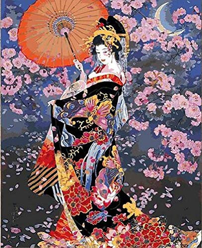 Puzzle 2000 Teile für Erwachsene Japanische Geisha unter dem Kirschbaum Erwachsenenpuzzle 70x100CM