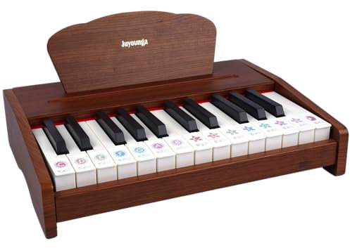 Kids Piano Keyboard, Wood 25 Keys Digital Piano for Kids, Musical Instrument Educational Toy, Portable Piano Keyboard for Beginner, Christmas Birthday Gift Age 3+ Girls