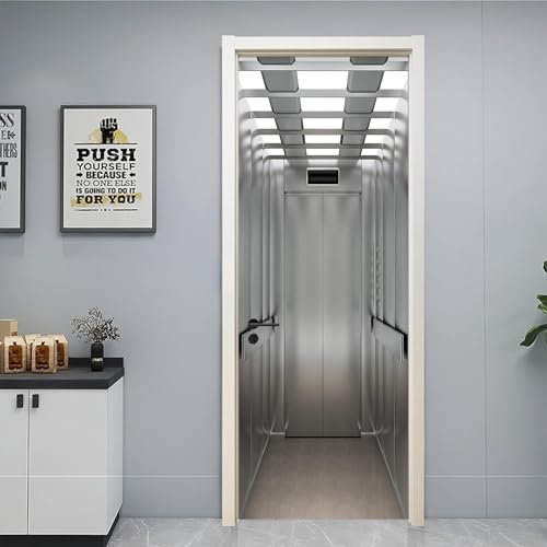 Türtapete Selbstklebend 90x210 cm Türfolie Selbstklebend Aufzug Türaufkleber Türposter Raum Türsticker Fototapete 3D Effekt für Schlafzimmer Wohnzimmer Küche A1276